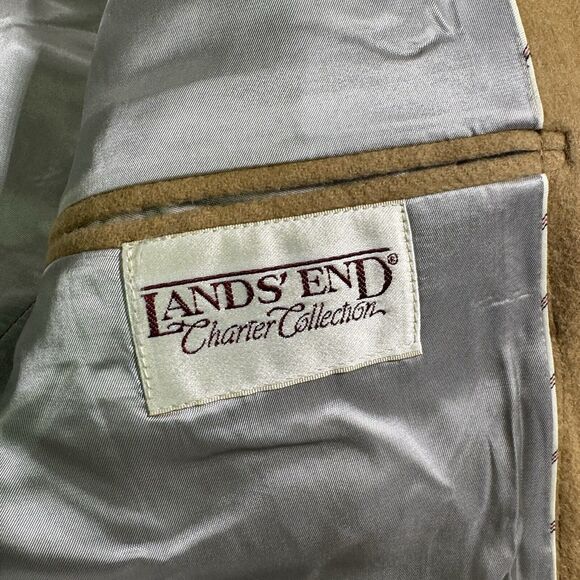 Vintage Lands End Mens Camel Hair Blazer 46L Tan Classic Preppy Old Money - Picture 7 of 9